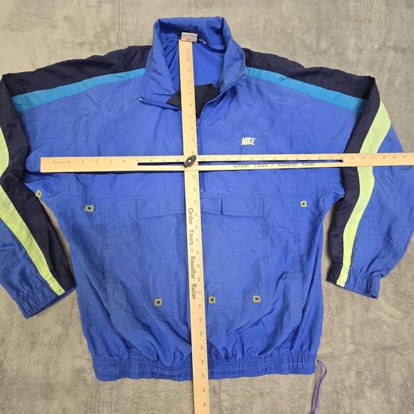 Vtg 80s Nike Windbreaker Jacket Men’s Medium Blue Pullover Half Zip Color Block - Picture 6 of 8